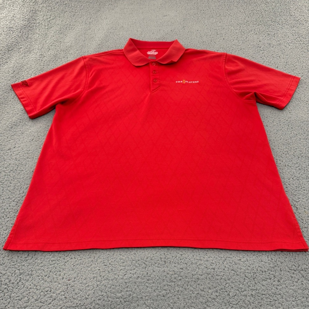 Ahead Extreme The Players Golf Polo Shirt Mens XL Red Diamond Jacquard